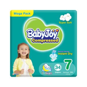 بيبي جوي حفاضات شريطية مقاس 7 بلس 18 كجم - عبوة ميجا 34 حفاضة