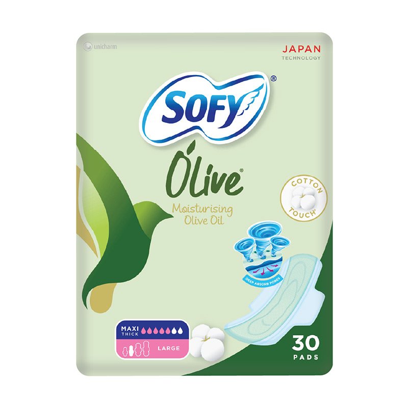 سوفي بزيت الزيتون ماكسي سميكة حجم كبير 30 فوطة صحية