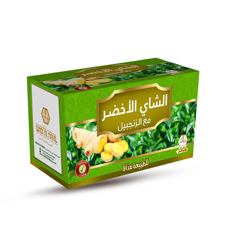 شاي اخضر بالزنجبيل وادى النحل 60جم 30 كيس