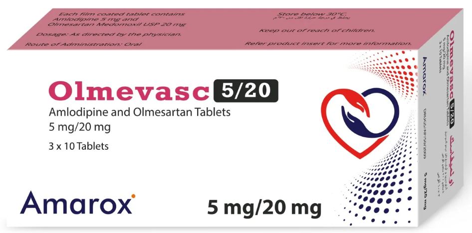 Olmevasc 20 mg / 5 mg 30 Tablets اولميفاسك 20/5 مجم 30 قرص