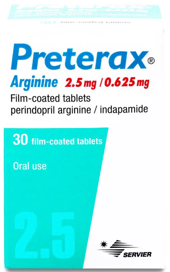 Preterax 2.5 mg / 0.625 mg Tablets 30 بريتيراكس 2.5/0.625 مجم 30 قرص