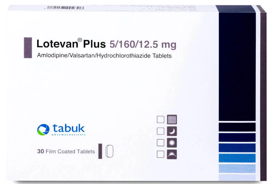 Lotevan Plus 5 / 160 / 12.5 mg 30 Tablets لوتيفان بلس 12.5/160/5 ملجم 30 قرص